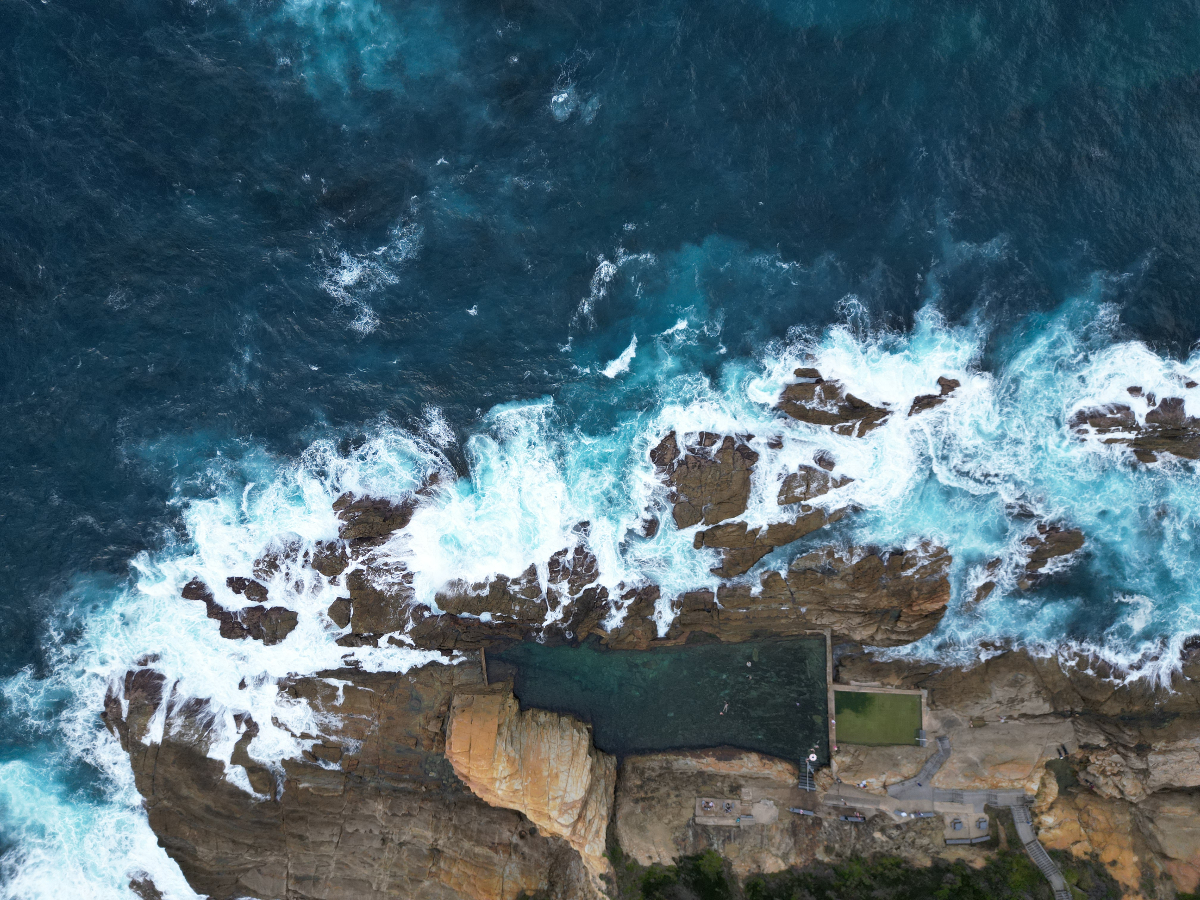 Drone shot of the Bermagui Blue Pool.