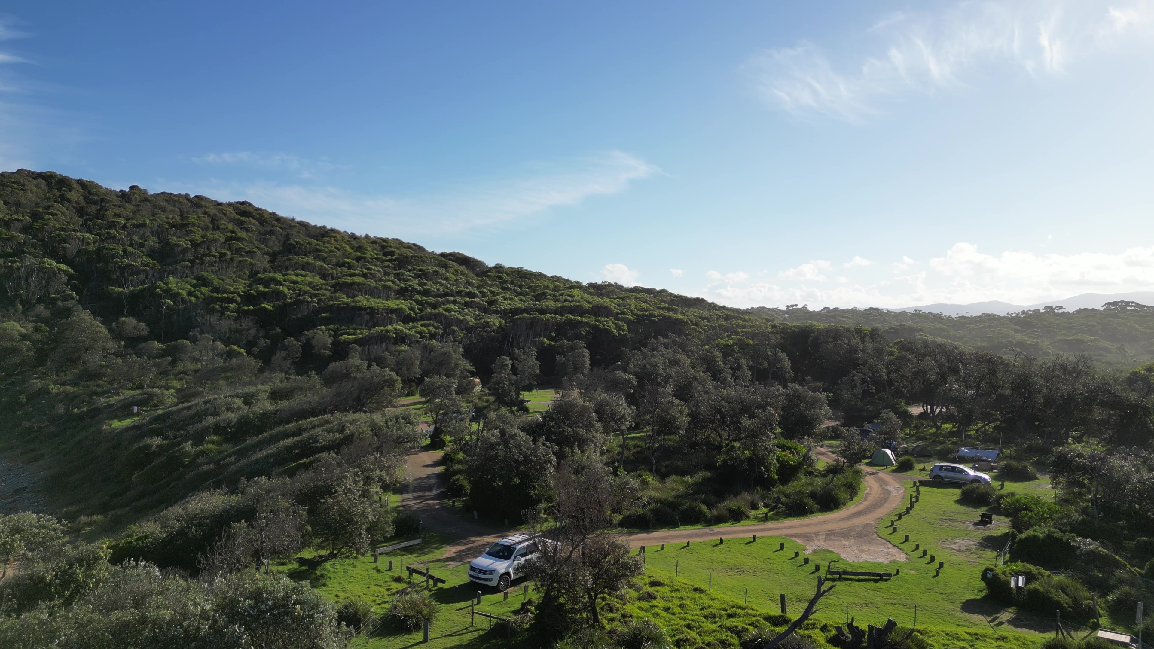 Aerial shot over Picnic Point Campground